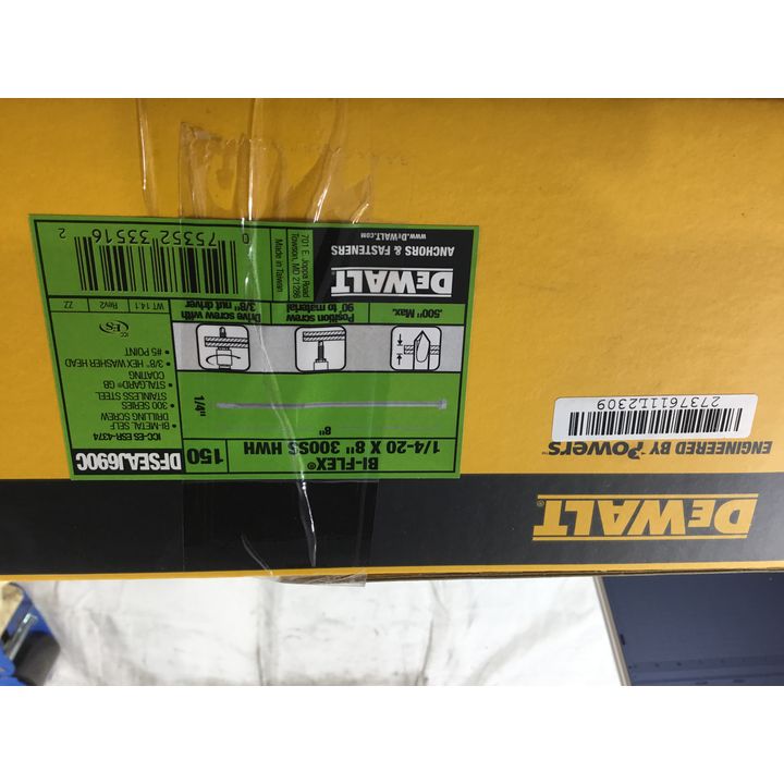 DeWalt Bi-Flex 1/4-20x8 300SS HWH - 3/8" Hex Washer Head - #5 Point Self Drilling Screws (Qty:150)