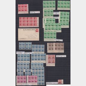 NZ Officials, 1938-54 GVI seln on 12 s/b pages. Incl 55 diff plate blocks (incl…