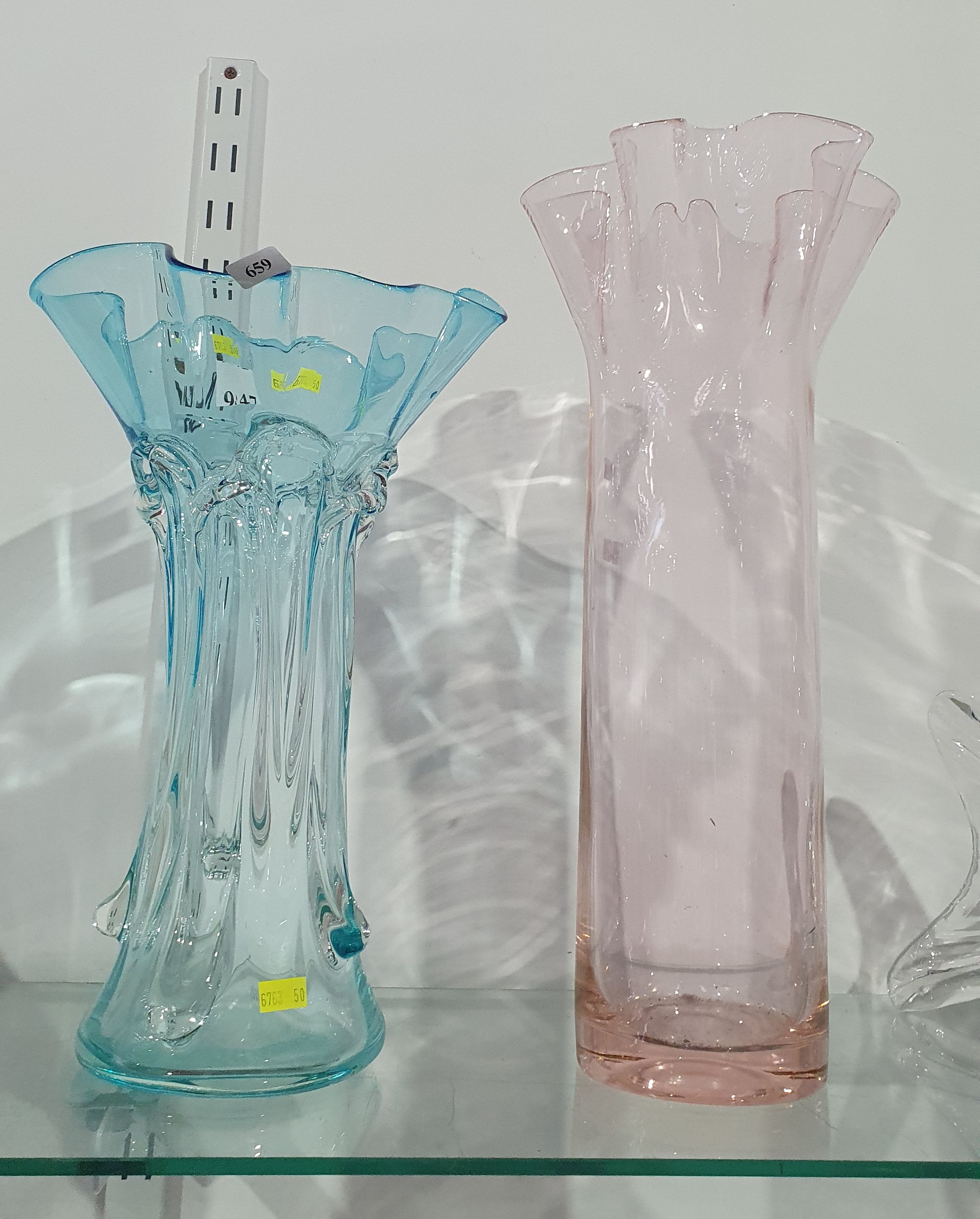 659 · TWO TALL ART GLASS VASES