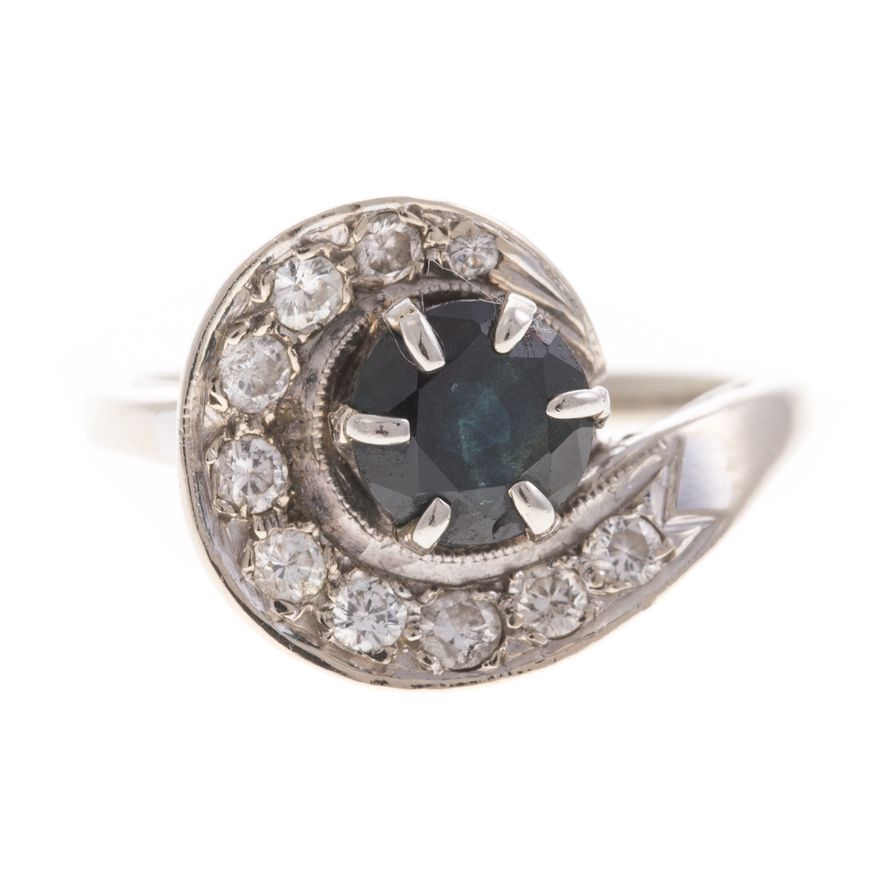 A Lady's Tourmaline & Diamond Swirl Ring