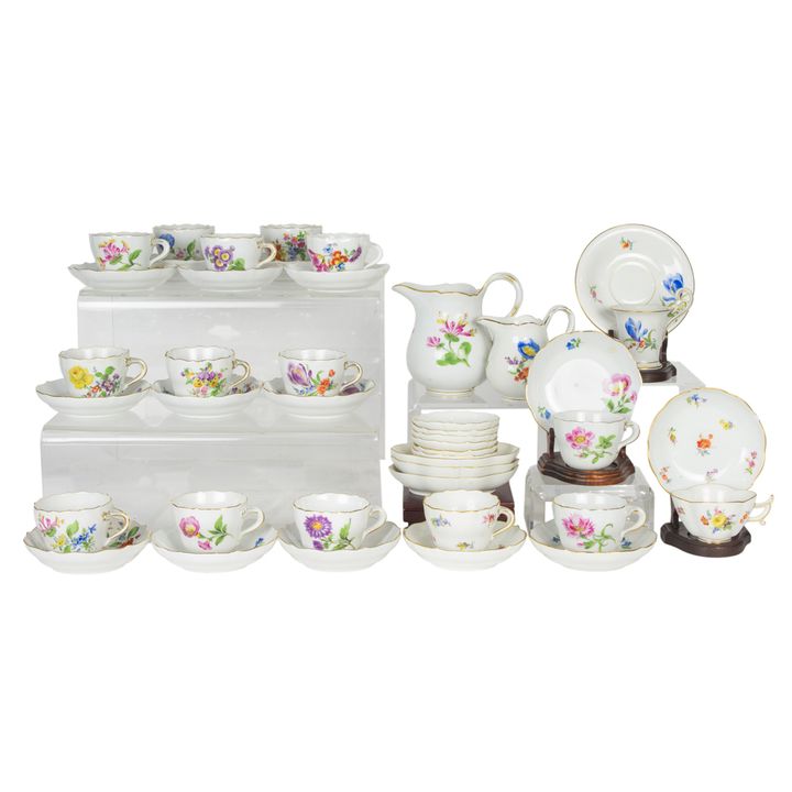 A group of Meissen floral decorated porcelain