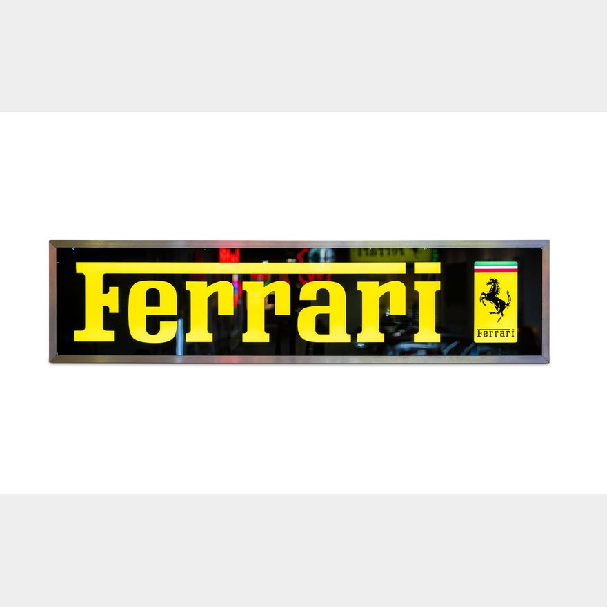 Ferrari Script Roma Show Plates Illuminated Ferrari Script Sign | Gooding Christie's