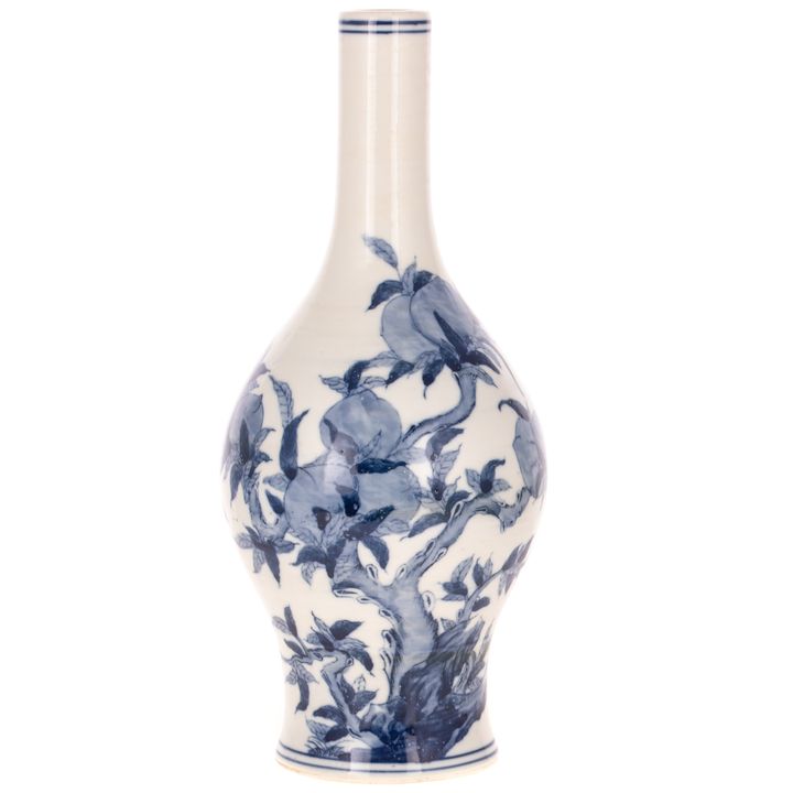 A Chinese Blue & White Porcelain Bottle Vase