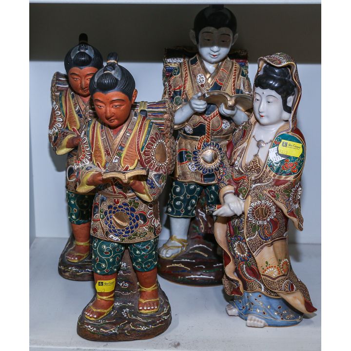 Four Decorative Satsuma Style Ceramic Asian Figure