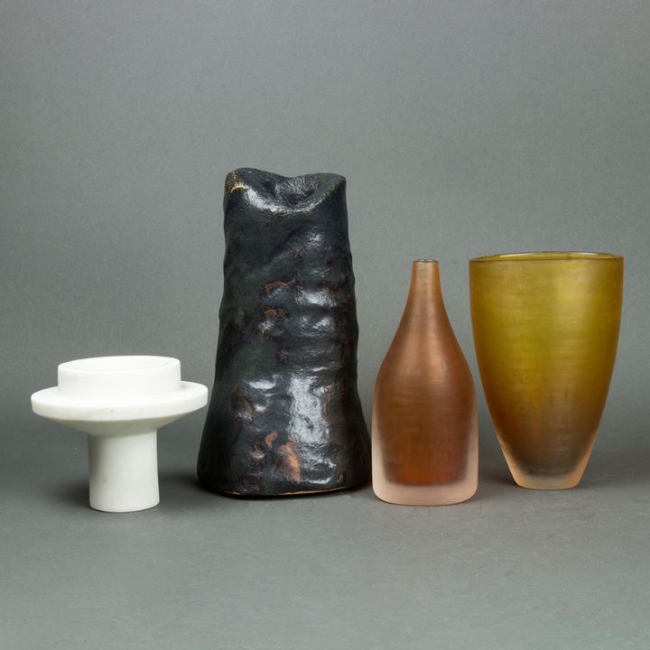 An assembled group of Contemporary studio glass
