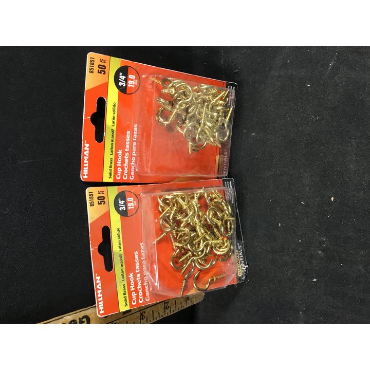 (Buying 2) Hillman Solid Brass 3/4" Cup Hook
