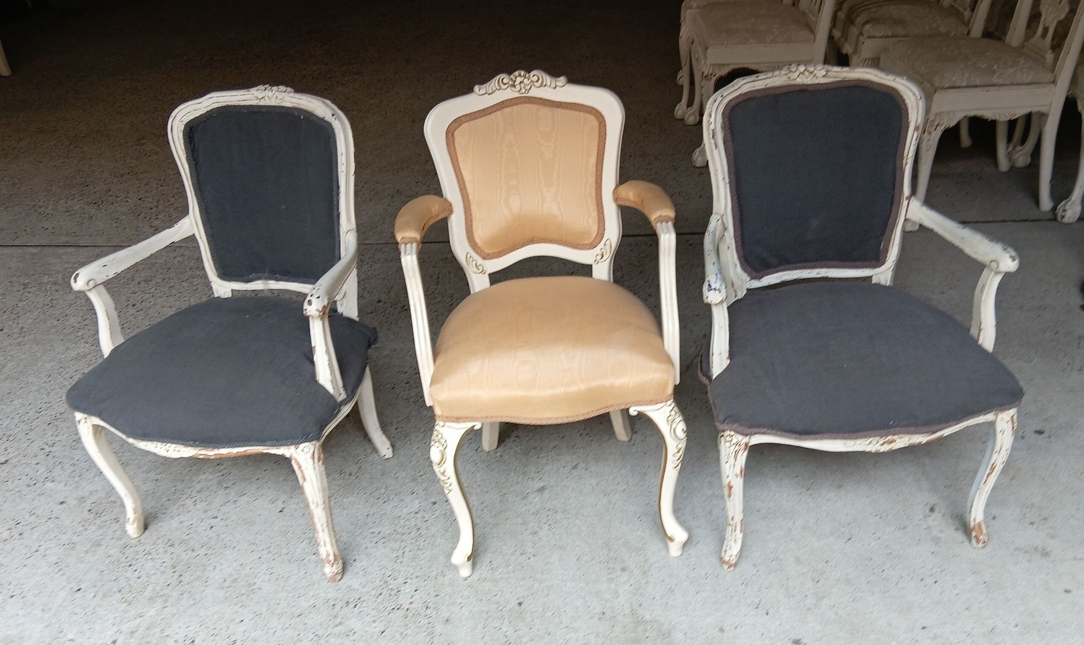 Three Louis Xv Style Armchairs