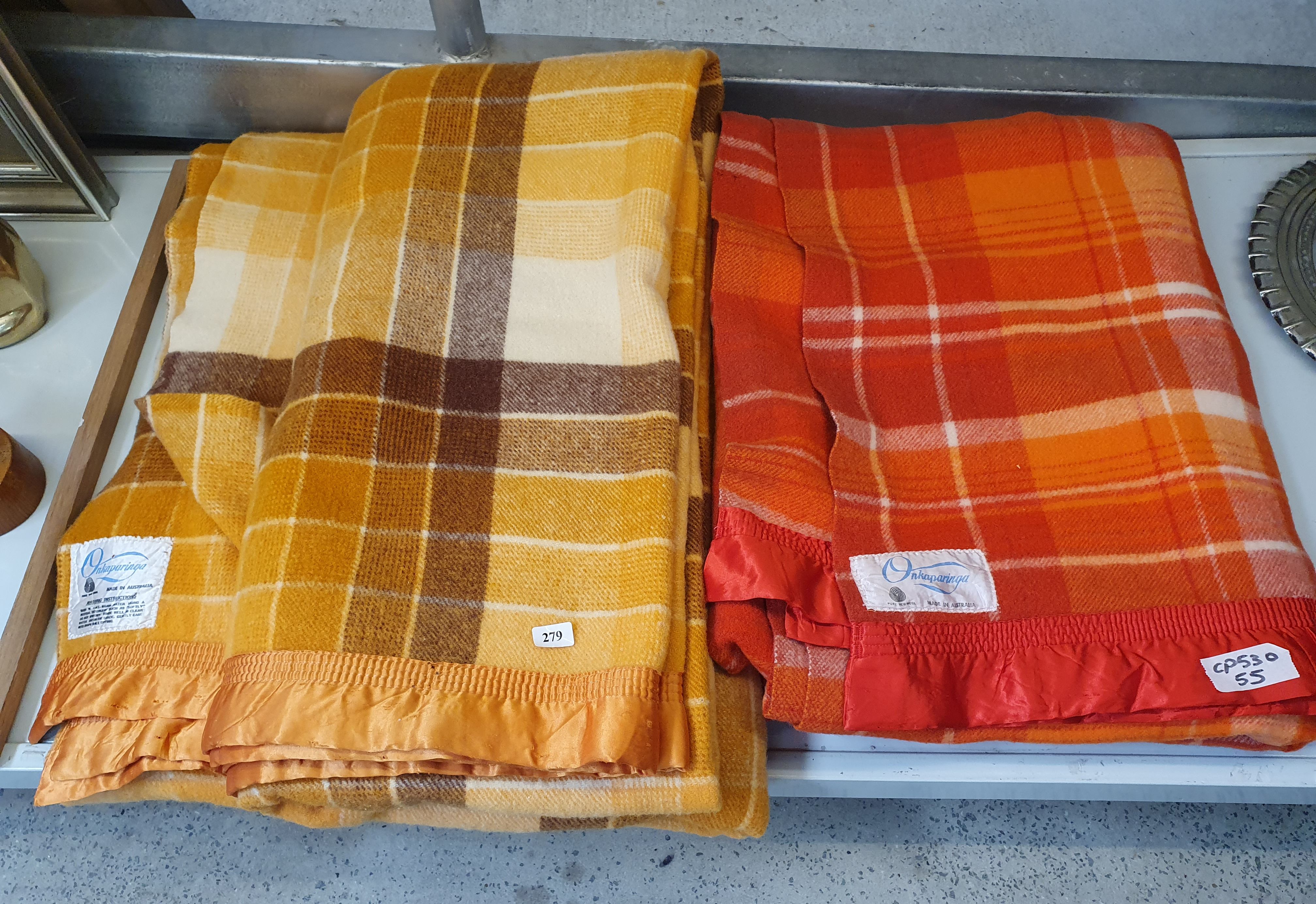 TWO ONKAPARINGA AUSTRALIAN WOOL BLANDKETS