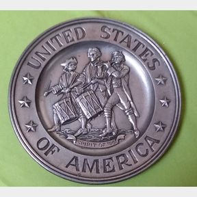 Bicentennial 1972 Spirit of 76 Pewter Wall Plate-NOS