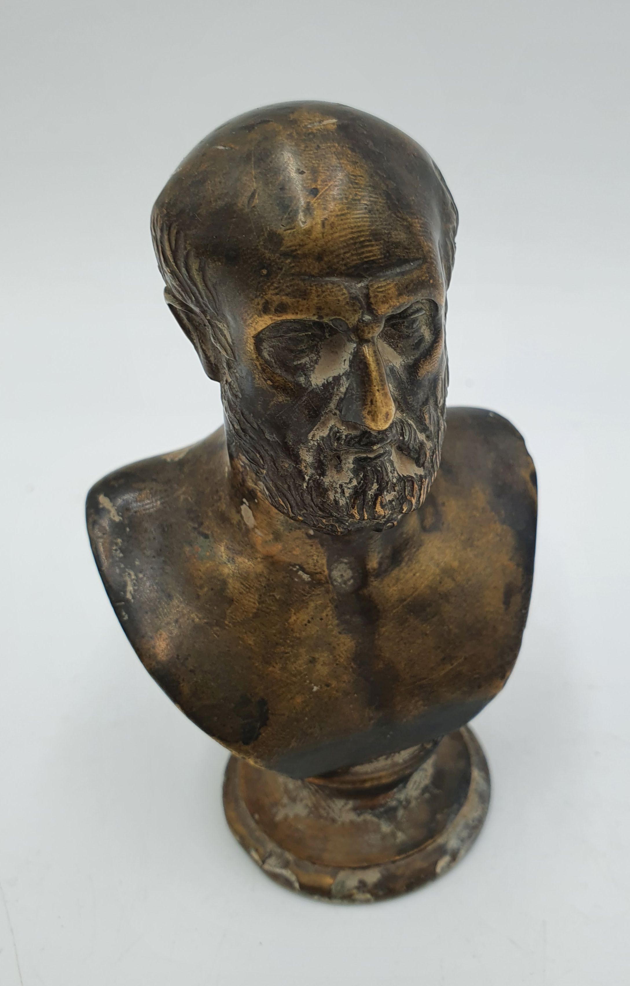 A Late 19th Century Small Bronze Bust Of Hippocrates