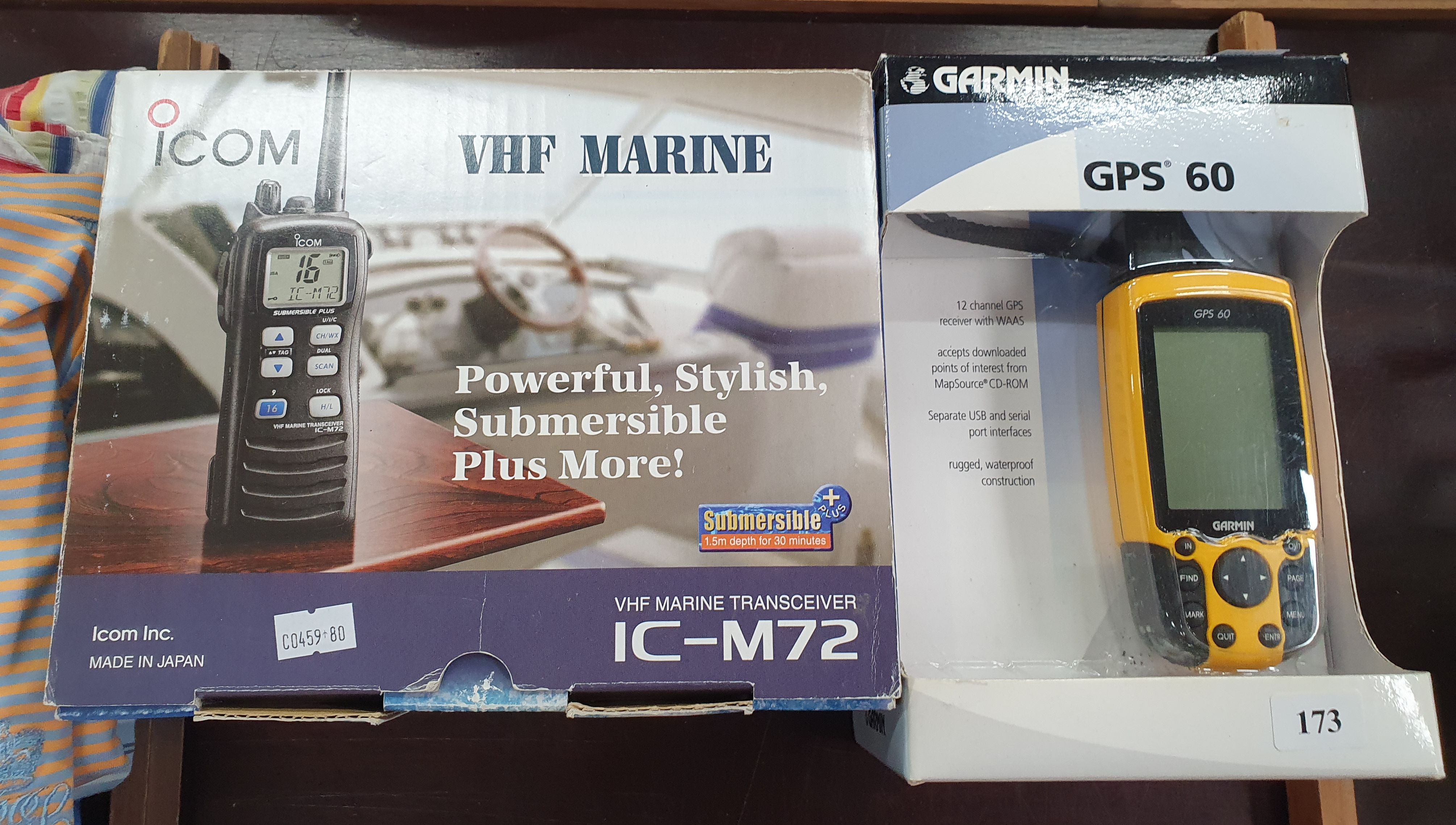 173 · A GRAMIN GPS60 AND A ICOM VHF MARINE TRANSCEIVER