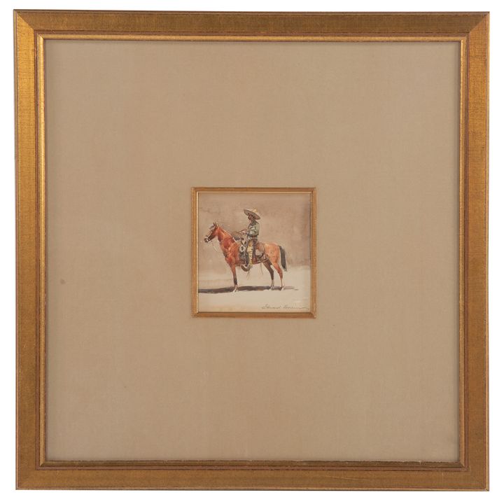 Edward Borein. Vaquero on Horseback, Watercolor