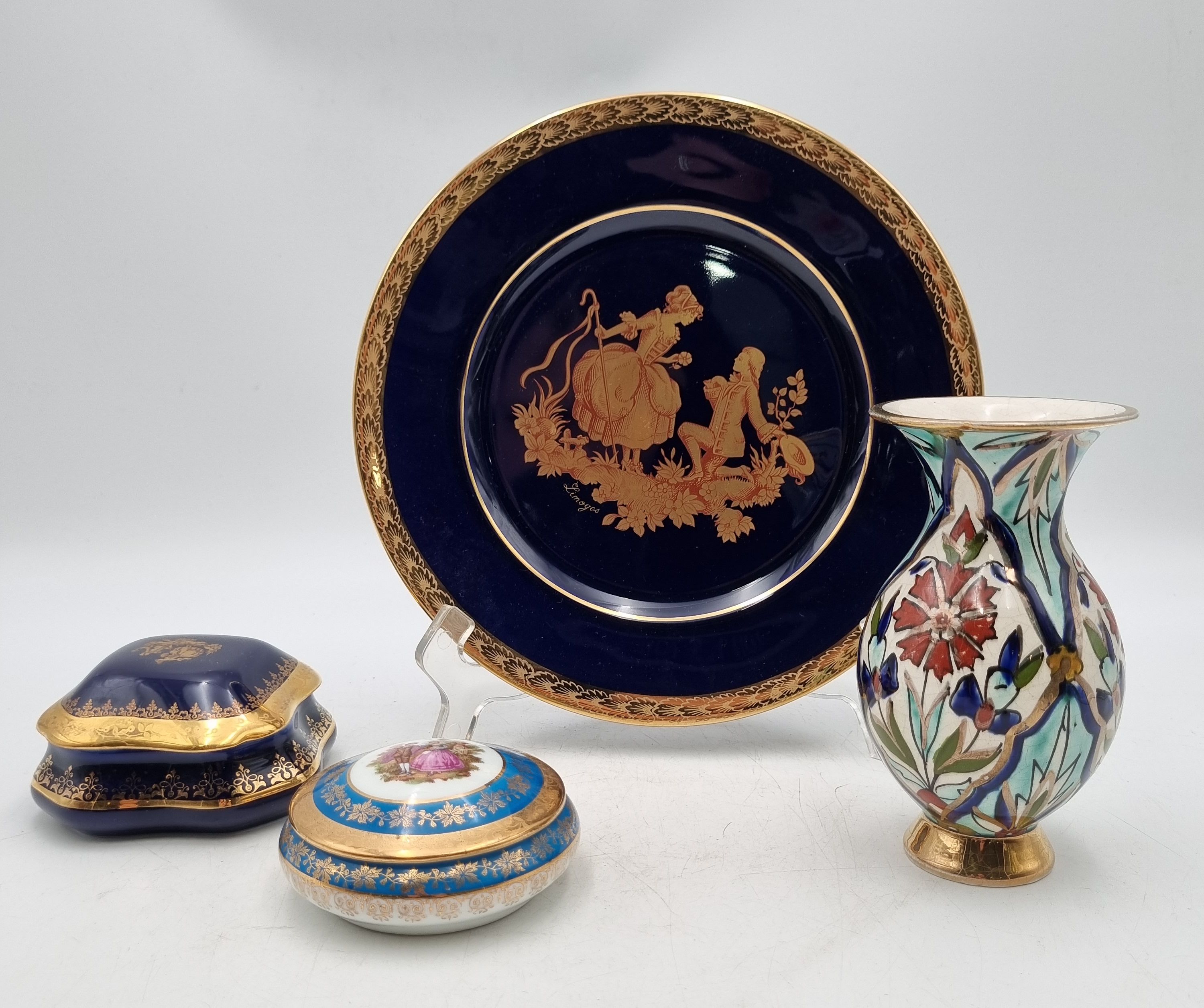 638 · THREE LIMOGES PORCELAIN ITEMS