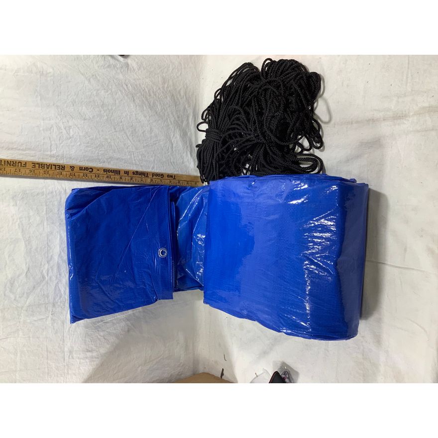 Self Help Tarp w/Black Strings (20'x25') Medium Blue
