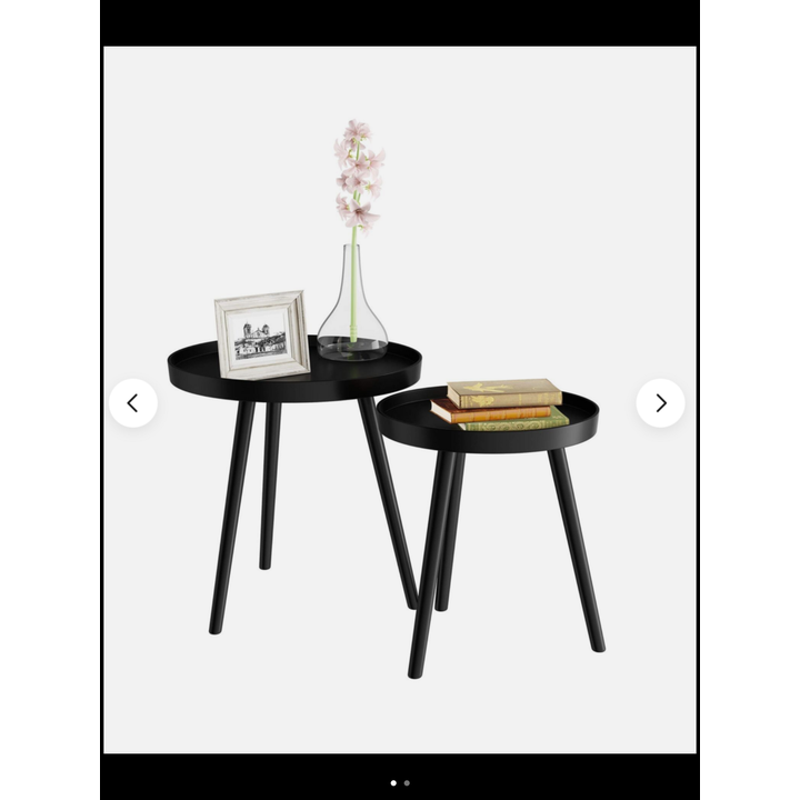 Lavish Home Circular Set Of 2 Nesting Tables (Black)