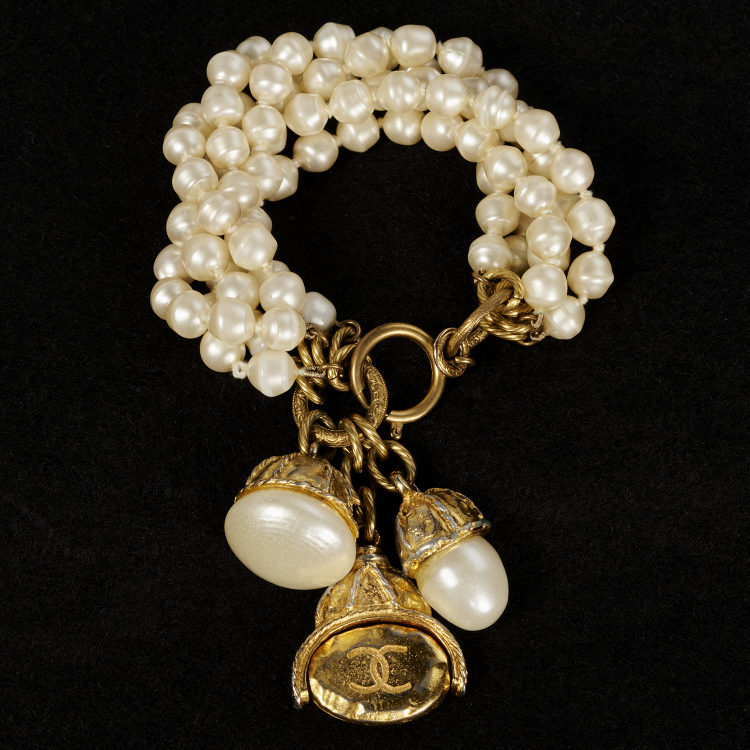 Chanel France multi strand faux pearl bracelet