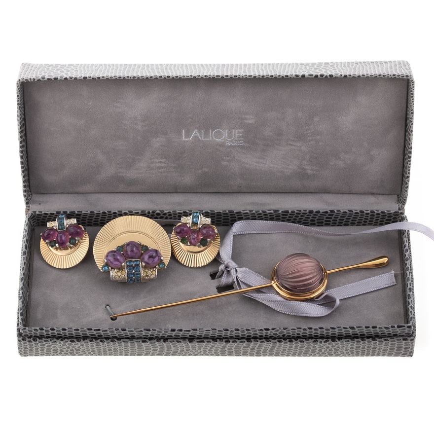 Lalique Nerita Stickpin & Marcel Boucher Set