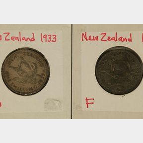 1933 & 1934 NEW ZEALAND SILVER 1 SHILLING .1816