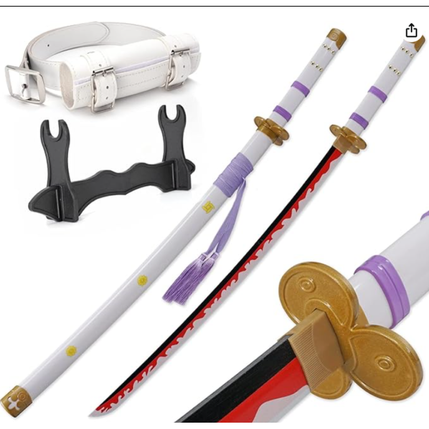 Hupomutou Roronoa Zoro Sword - White w/ Purple Ribbons