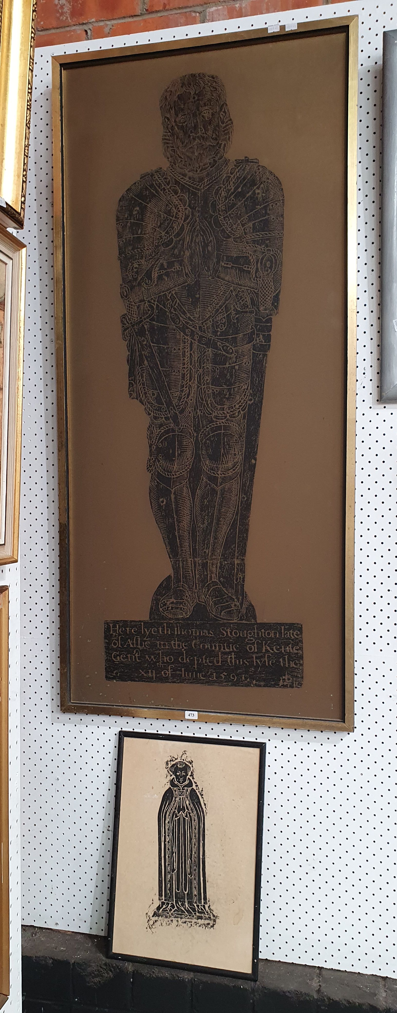 473 · TWO FRAMED BRASS RUBBINGS