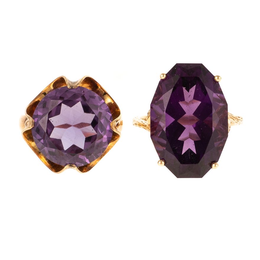 A Pair of Gemstone Rings in 14K