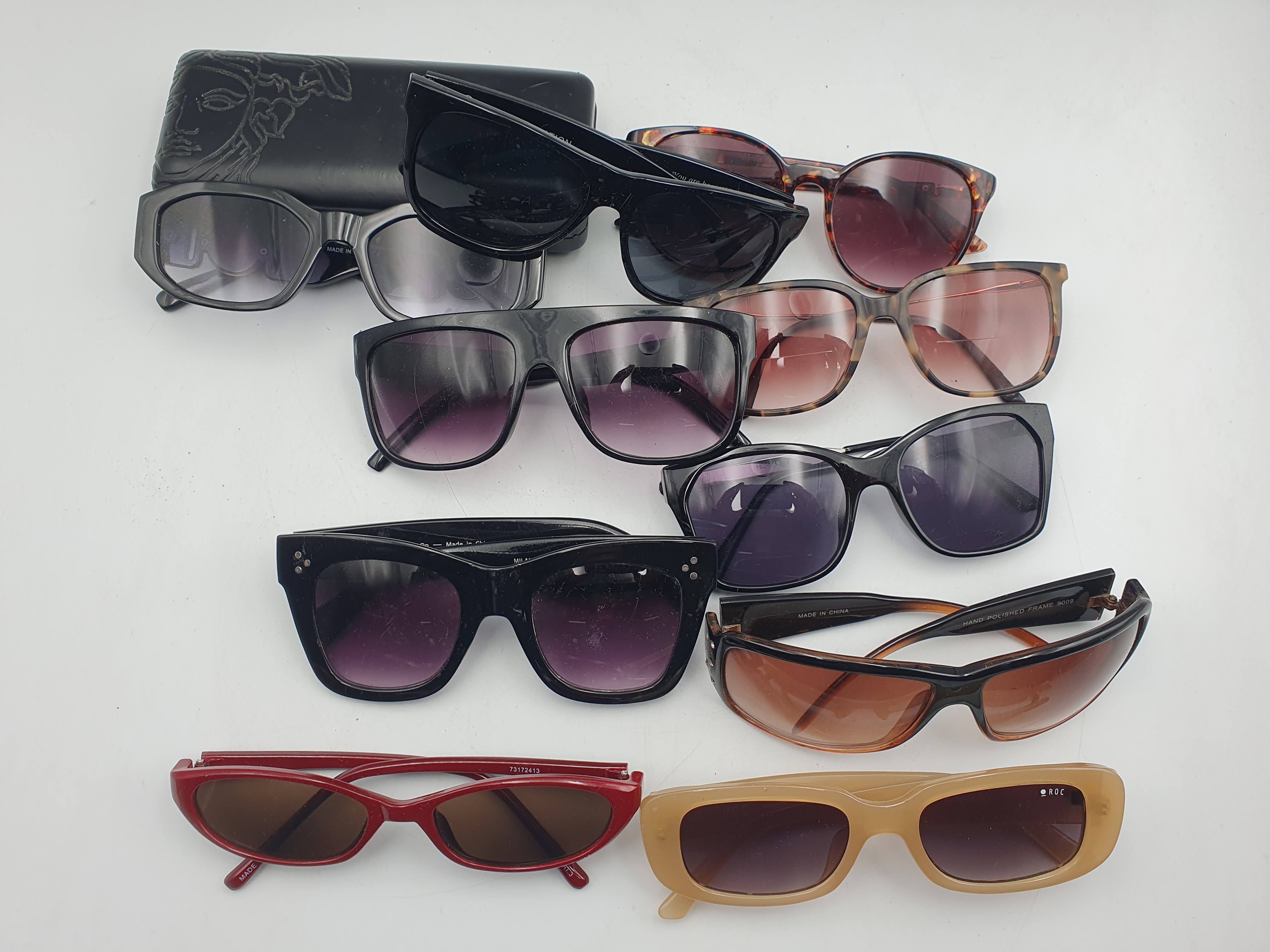 363 · A PAIR OF VERSACE SUNGLASSES WITH CASE AND OTHER SUNGLASSES