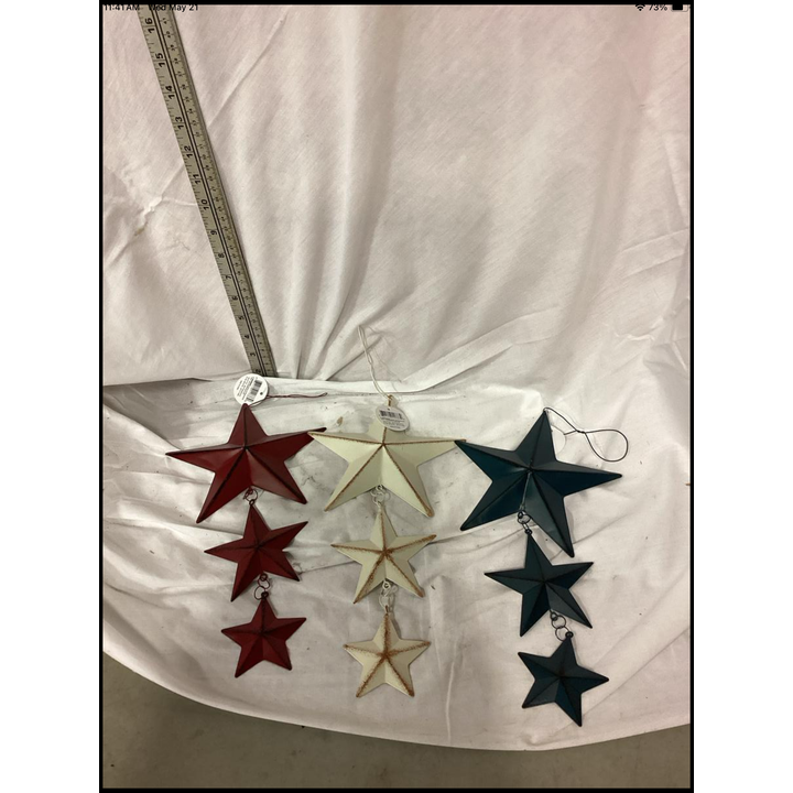 Red, White, Blue Metal Hanging Stars