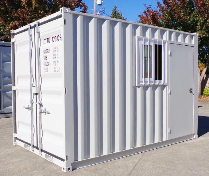 12' 1-Trip Storage Container w/ Double Swing End Door, Steel Side Door ...