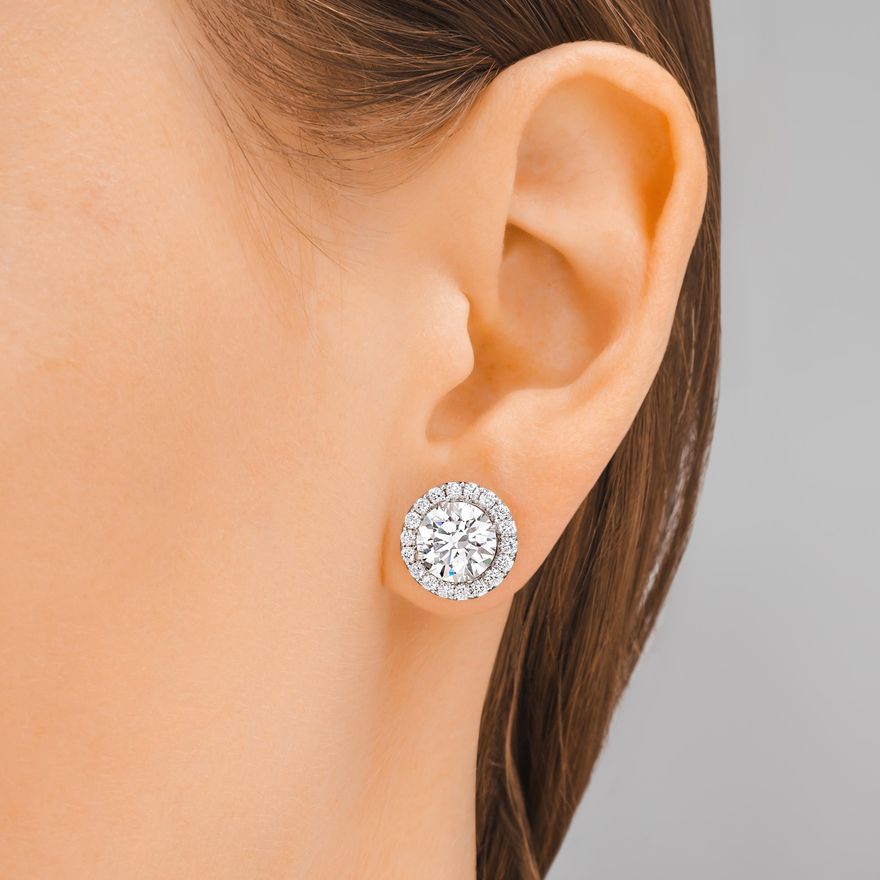 4 02 CTW Diamond And Diamond Halo Studs GIA Certified Fortuna Fine 4-02-ctw-diamond-and-diamond-halo-studs-gia-certified-fortuna-fine