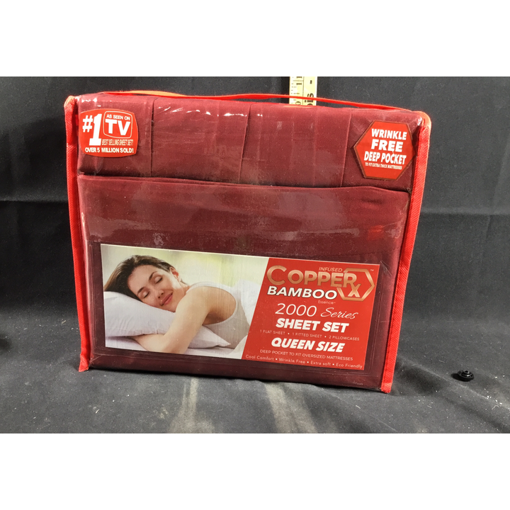 Infused Copper x Bamboo Essence 2000 Series Sheet Set Queen Size (Maroon)