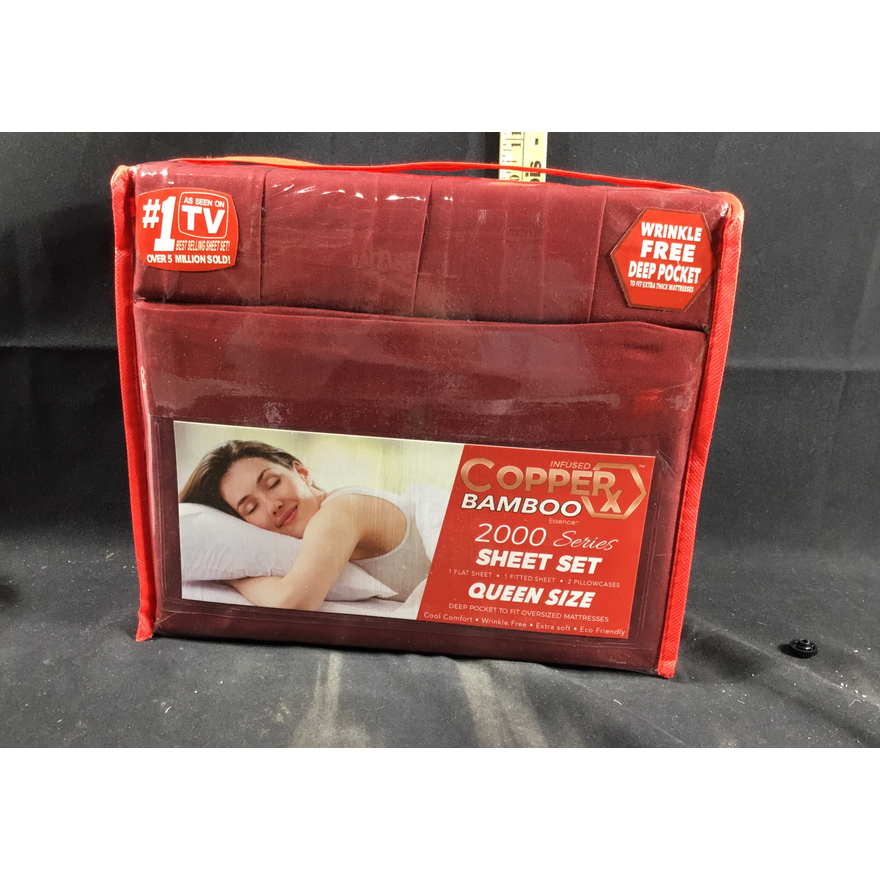 Infused Copper x Bamboo Essence 2000 Series Sheet Set Queen Size (Maroon)