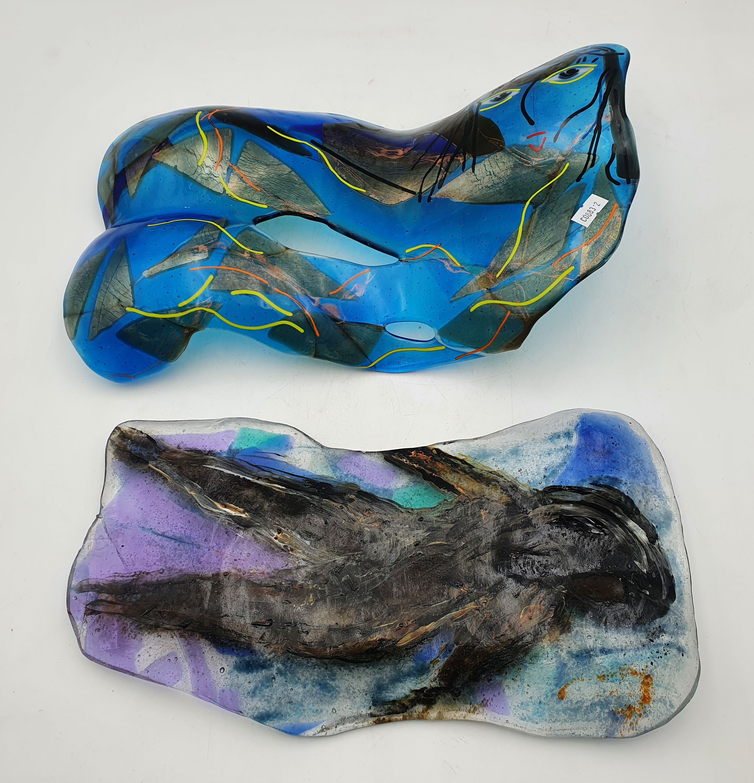 167 · TWO FIGURAL ART GLASS PANELS