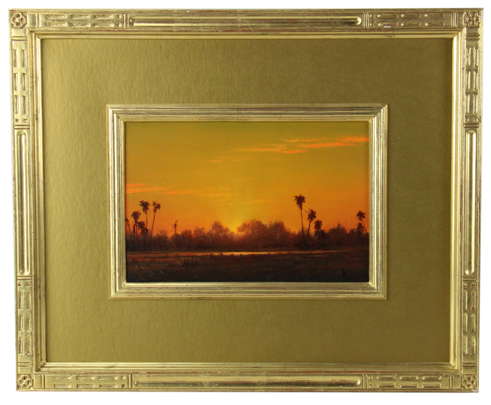 William R. Davis, Florida Sketch, Golden Sunset, Oil on Panel ...