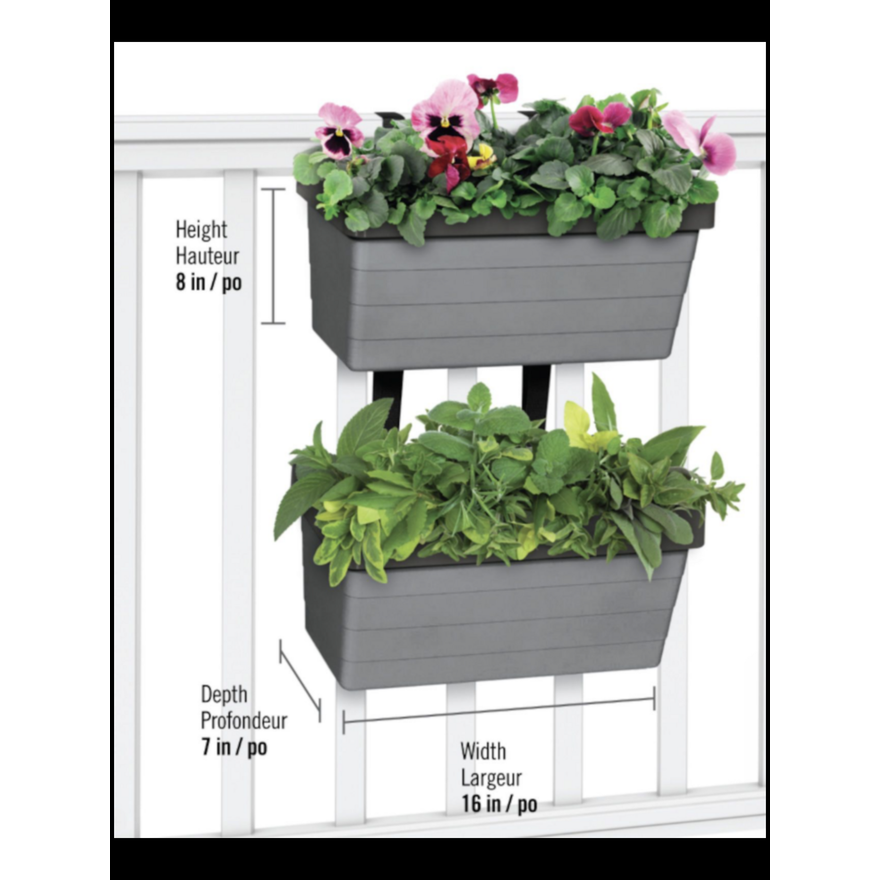 Garant Bontonica Hanging Garden Adjusts To Any Railing 16'' x 8'' x 7'' (Grey)