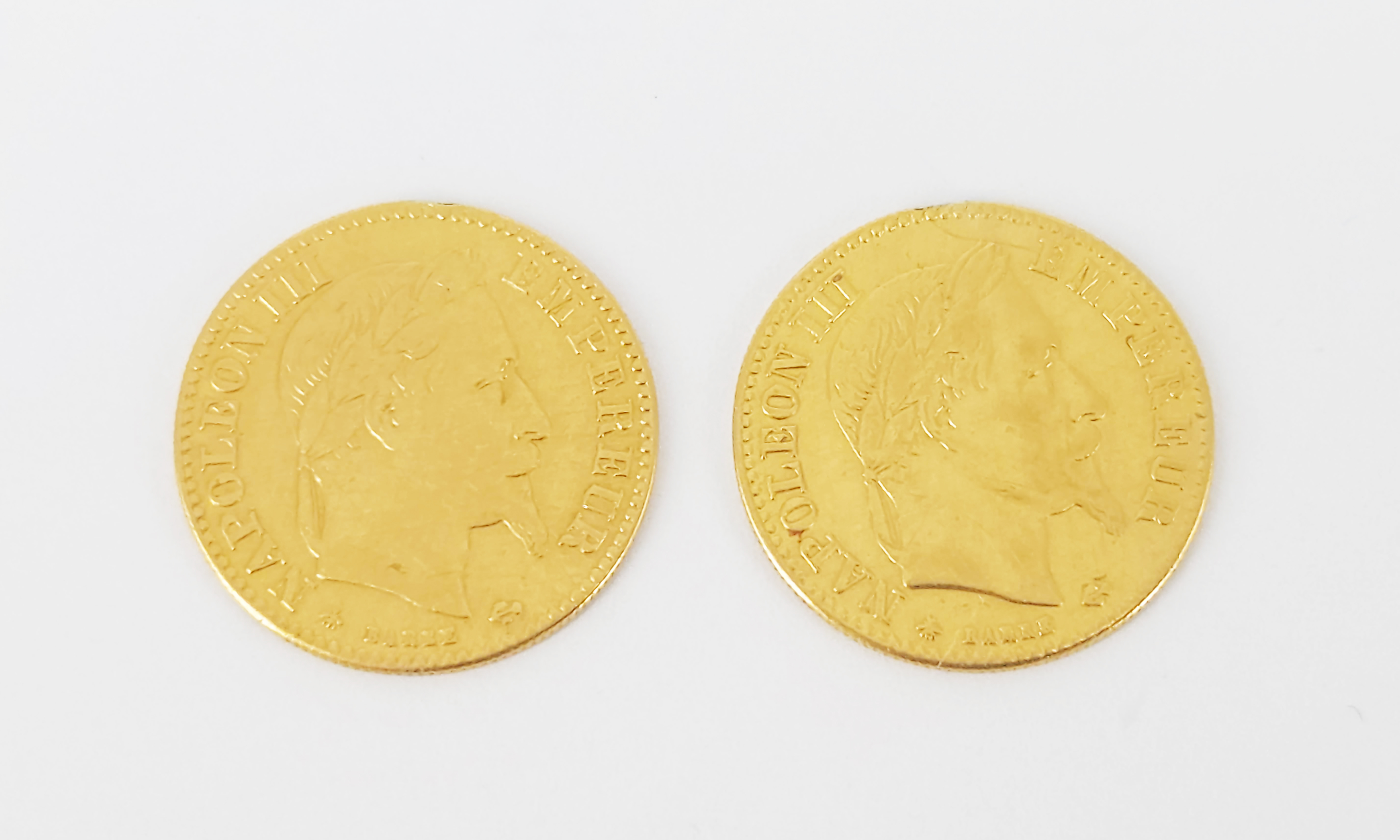 TWO FRENCH 10 FRANC GOLD COINS