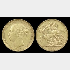 SOVEREIGN 1884M, S3857B, WW buried in thin truncation. gVF…