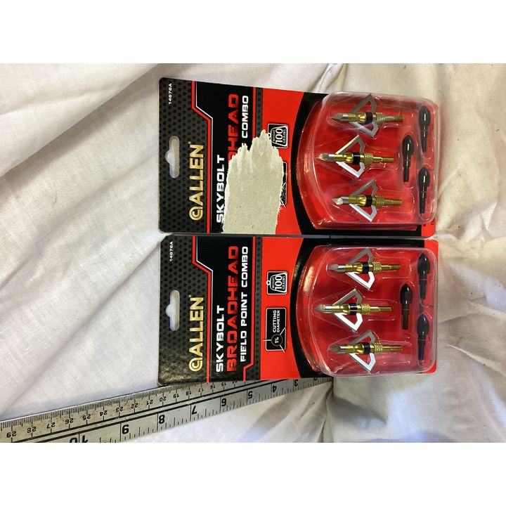 (2) Allen Skybolt Broadhead Field Point Combo- 1 1/8'' Cutting Dia. Weight 100 Gr.