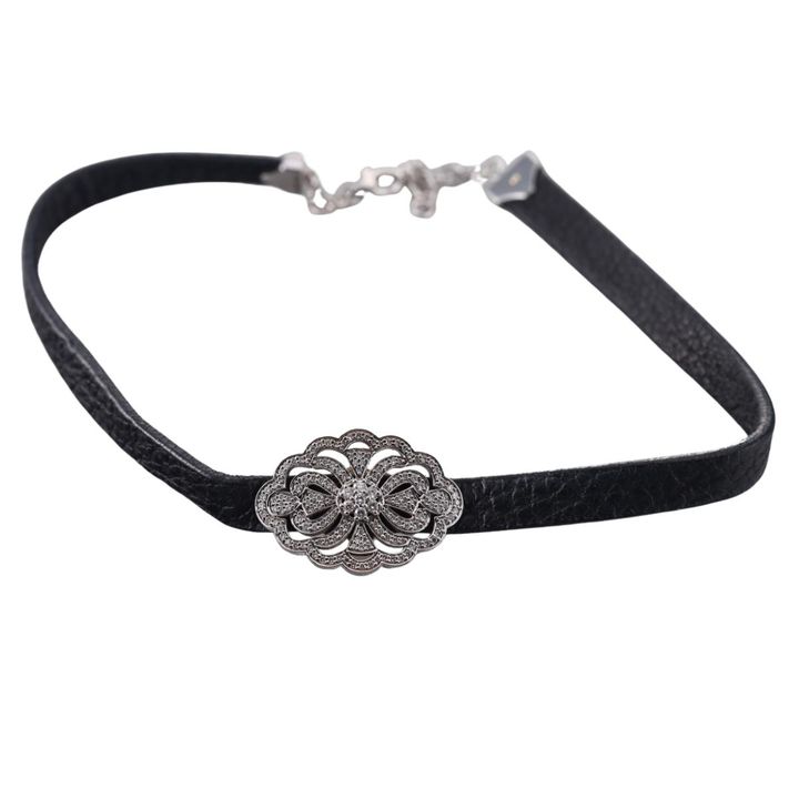 Aspery & Guldag 14k Gold Diamond Leather Collar Necklace