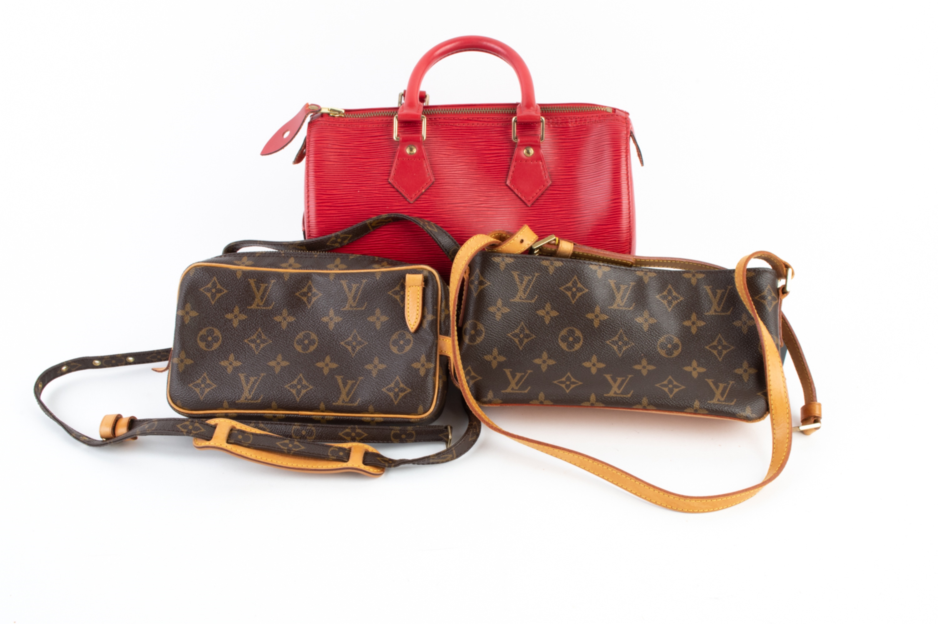 Sold at Auction: A LOUIS VUITTON EPI LEATHER SPEEDY 25; in Cipango
