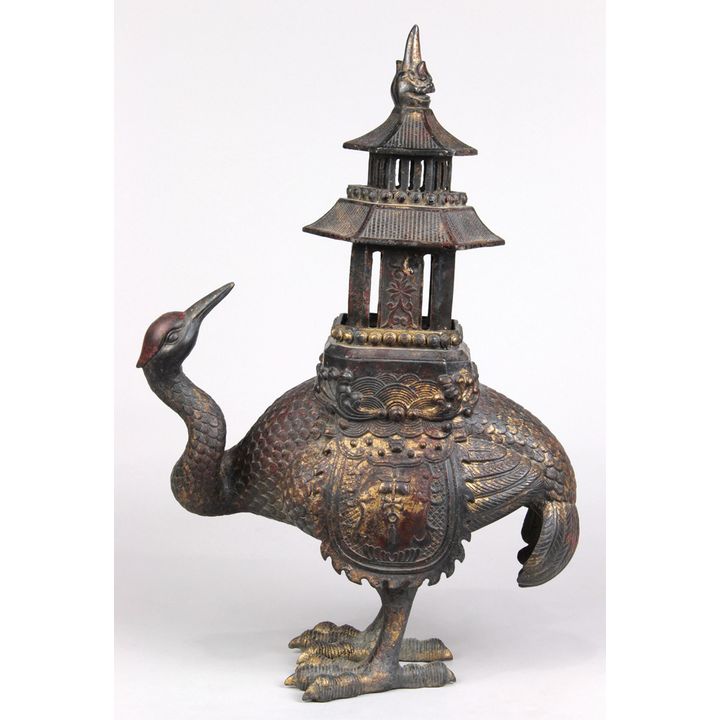 Chinese Copper Alloy Bird Form Lamp