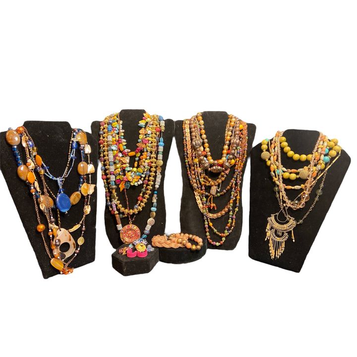 Collection Costume Jewelry Millefiori Style, Some Sterling Silver