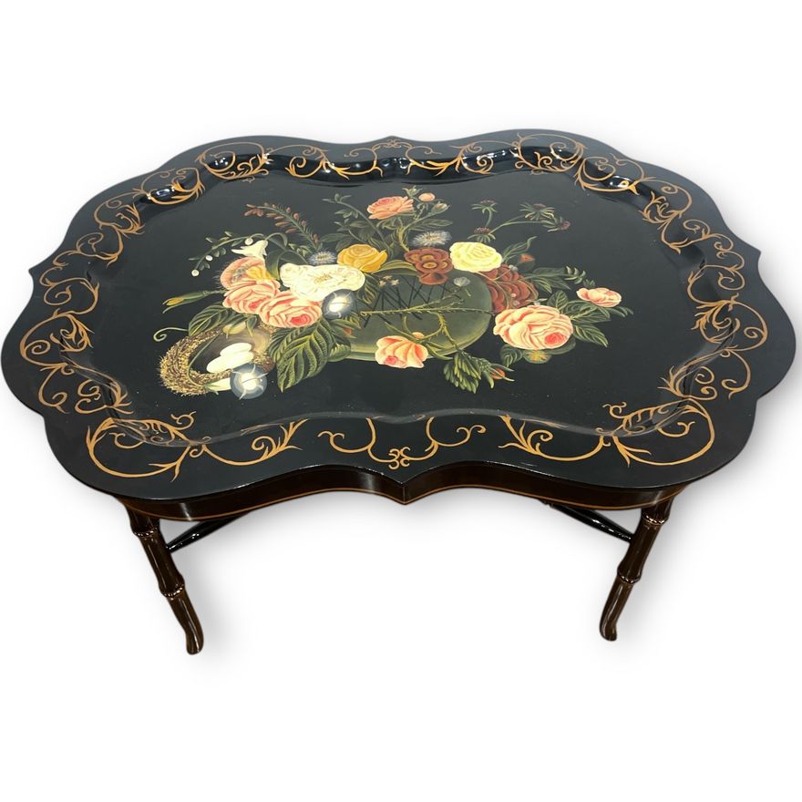 Floral Lacquered Tray Table