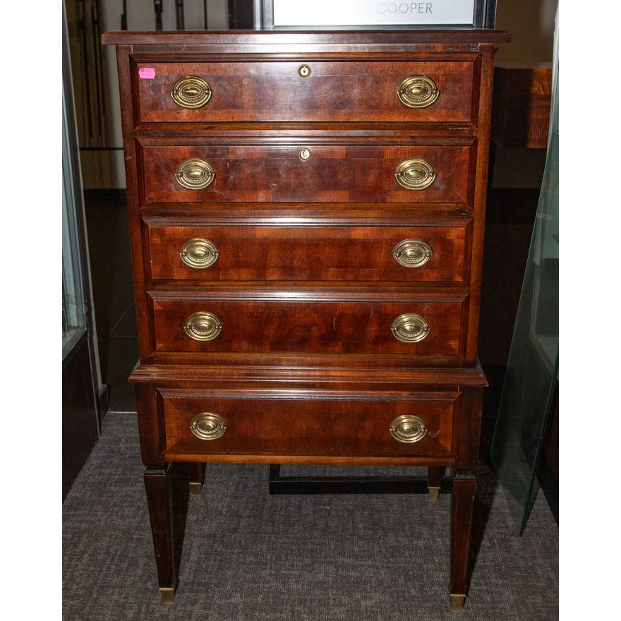 American Drew Mahogany Five-Drawer Silver Chest