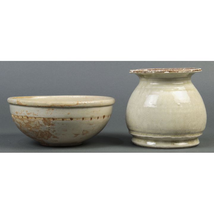 Vietnamese Straw Glazed Jars and Bowl