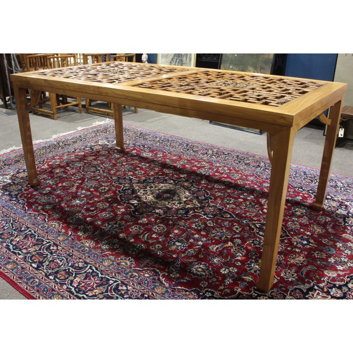 A Chinese nan and elm wood table, composed of 19th century elements