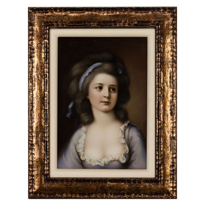 A Continental porcelain portrait plaque of Countess Sophie Potocka after Vigee LeBrun, late 19th/early 20th century