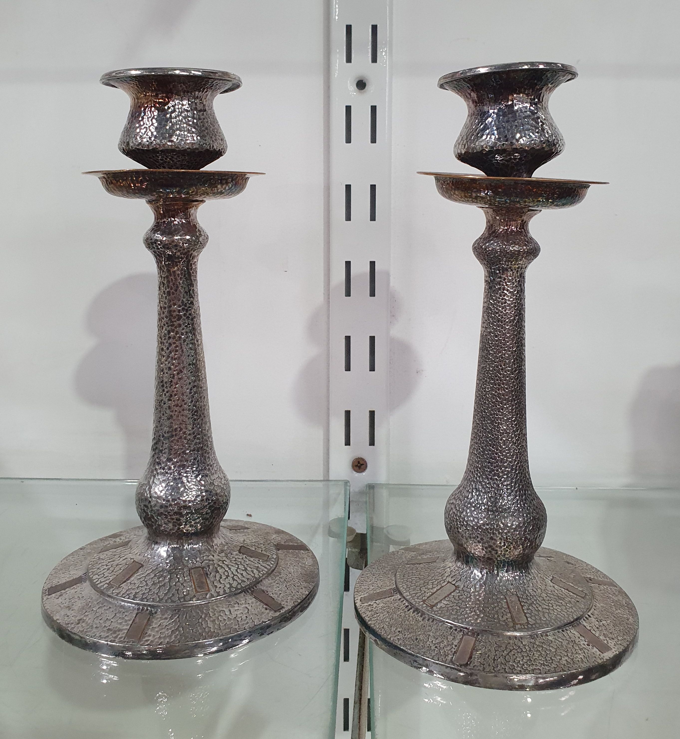 A Pair Of Electroplated Britannia Metal Candlesticks By Dixon And Sons