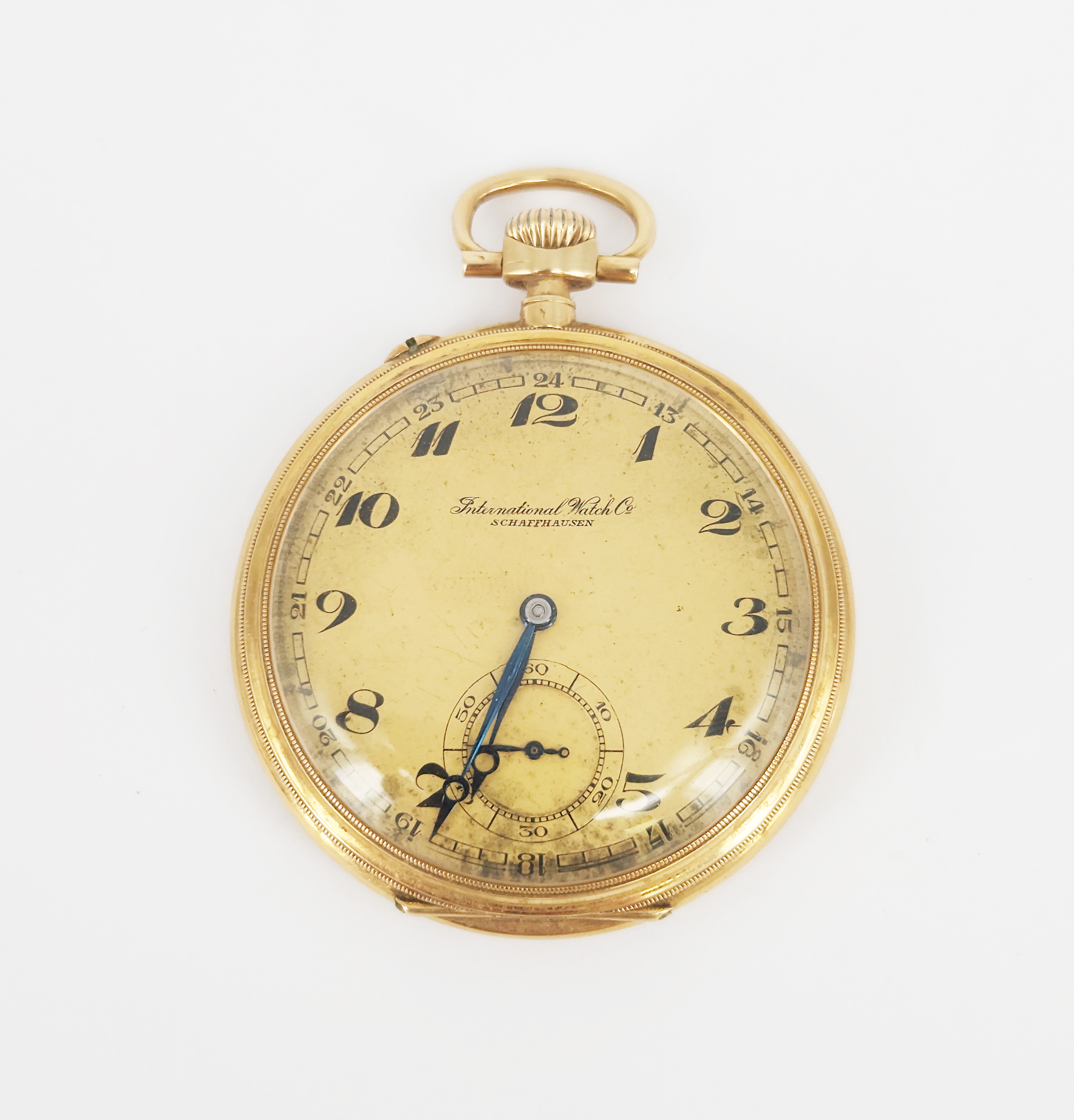 271 · AN IWC 14ct YELLOW GOLD CASE OPEN FACE POCKET WATCH