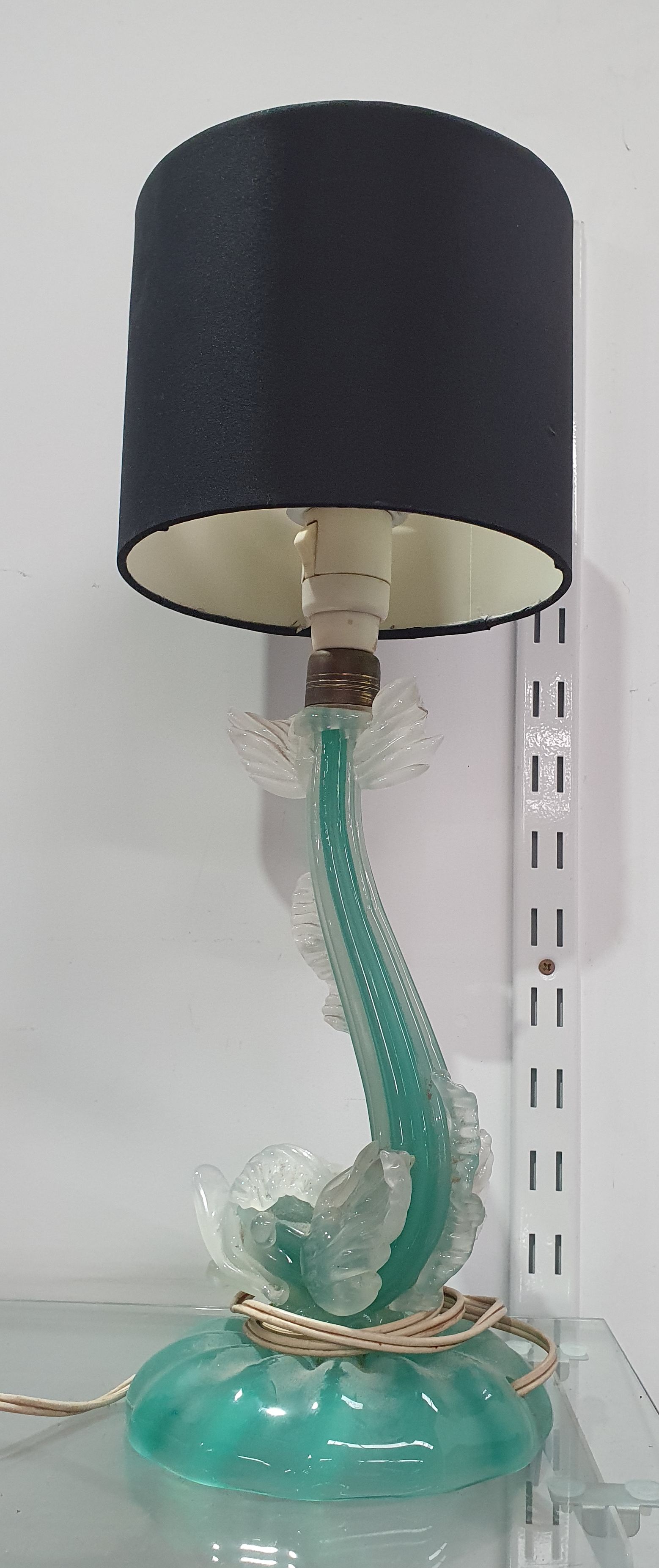 A Murano Style Art Glass Dolphin Table Lamp