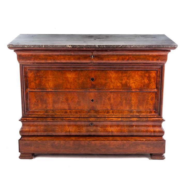 Charles X Marble Mahogany Marble Top Commode
